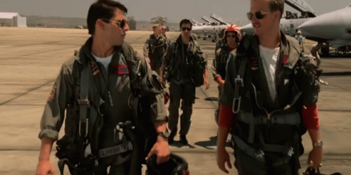 Squadron pilots walking on the tarmac